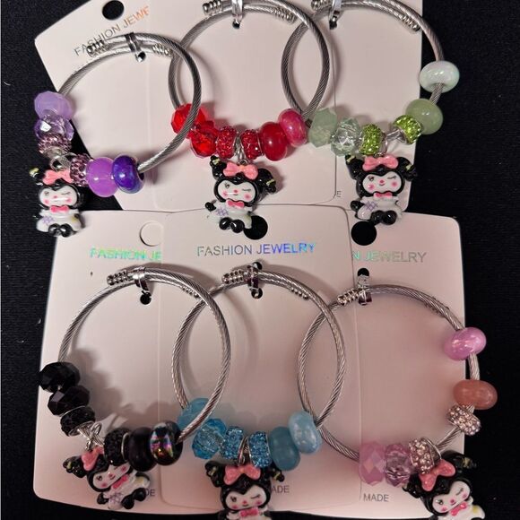 Stainless Steel Kuromi Purple and Silver Charm Adjustable Bracelet - Picture 3 of 3